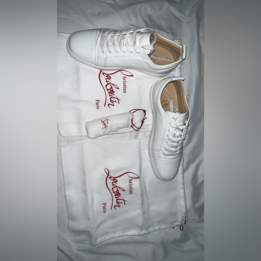 Christian Louboutin white flats